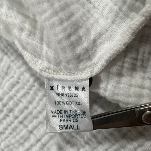 Xirena Top Small White Gauzy Lightweight Coastal Peasant Boho Vacation Resort - Picture 4 of 8